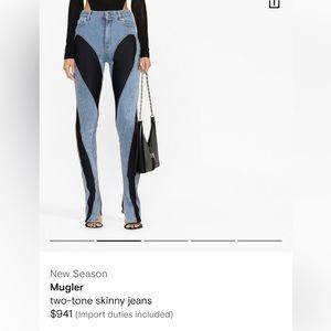 Black and light wash mugler denim